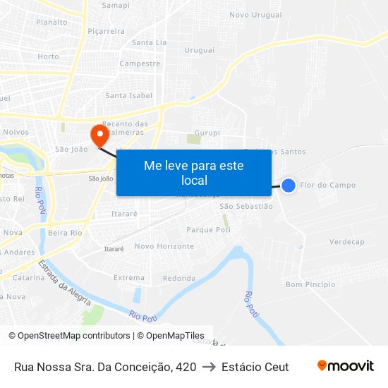 Rua Nossa Sra. Da Conceição, 420 to Estácio Ceut map