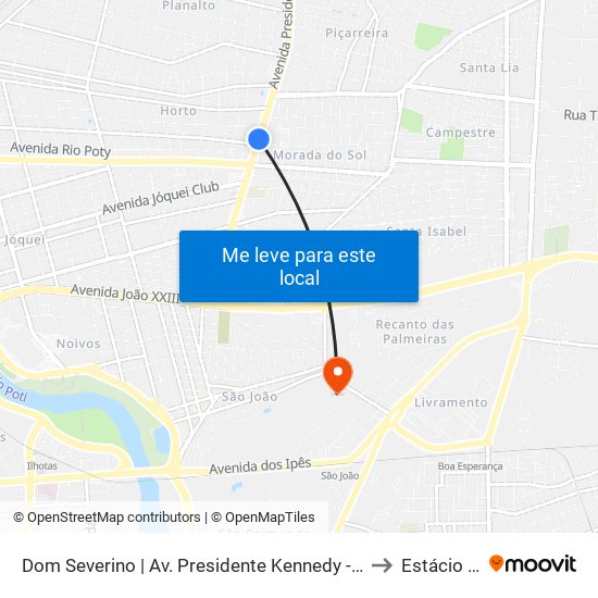 Dom Severino | Av. Presidente Kennedy - Sentido Bairro to Estácio Ceut map