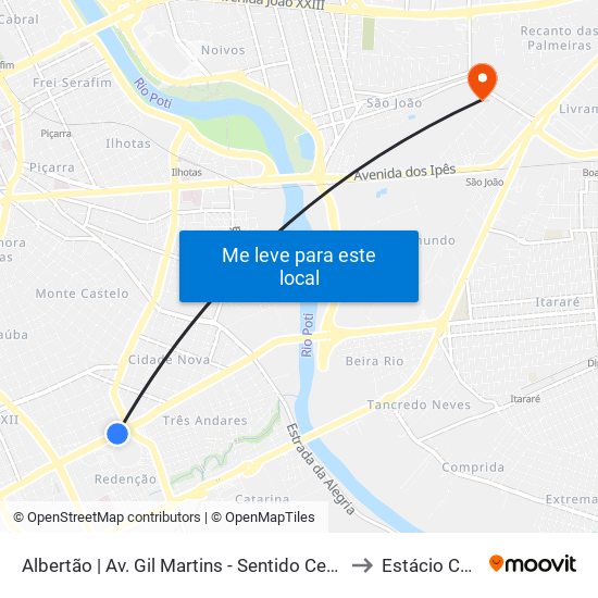 Albertão | Av. Gil Martins - Sentido Centro to Estácio Ceut map