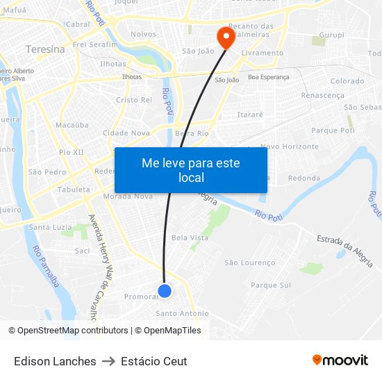 Edison Lanches to Estácio Ceut map