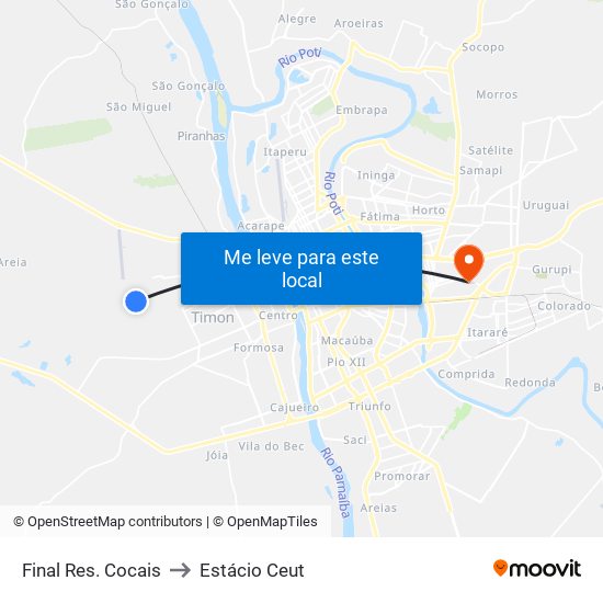 Final Res. Cocais to Estácio Ceut map
