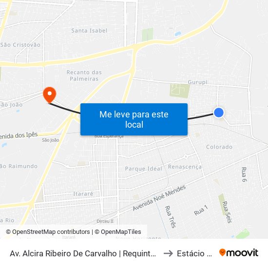 Av. Alcira Ribeiro De Carvalho | Requinte Moto Táxi to Estácio Ceut map