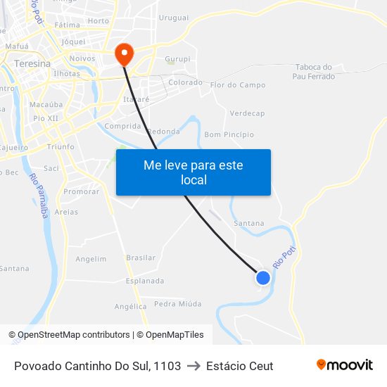 Povoado Cantinho Do Sul, 1103 to Estácio Ceut map