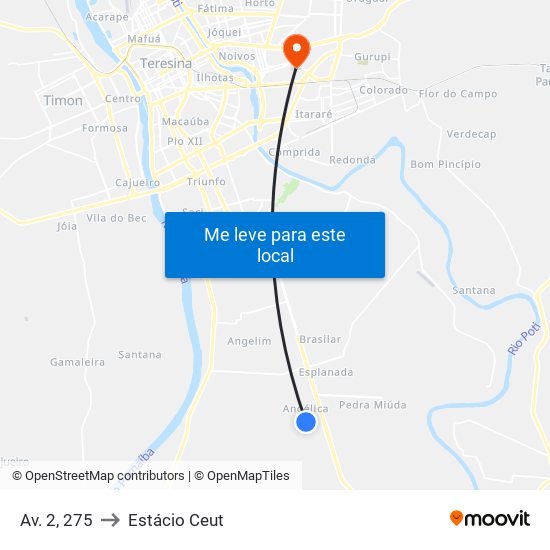 Av. 2, 275 to Estácio Ceut map