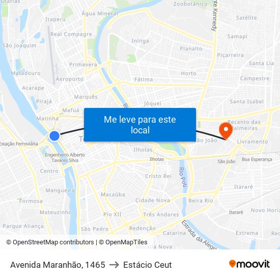 Avenida Maranhão, 1465 to Estácio Ceut map