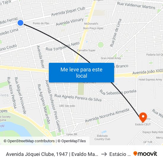 Avenida Jóquei Clube, 1947 | Evaldo Matos Imoboliária to Estácio Ceut map
