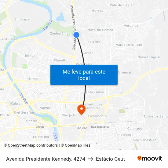 Avenida Presidente Kennedy, 4274 to Estácio Ceut map