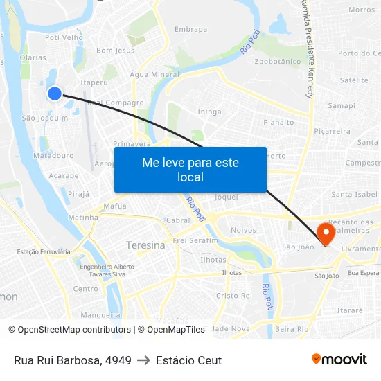 Rua Rui Barbosa, 4949 to Estácio Ceut map