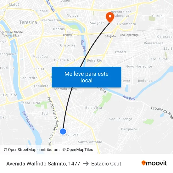 Avenida Walfrido Salmito, 1477 to Estácio Ceut map