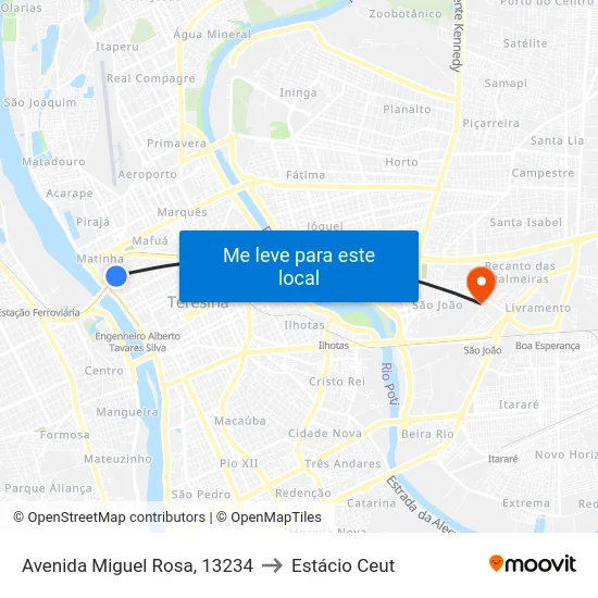 Avenida Miguel Rosa, 13234 to Estácio Ceut map