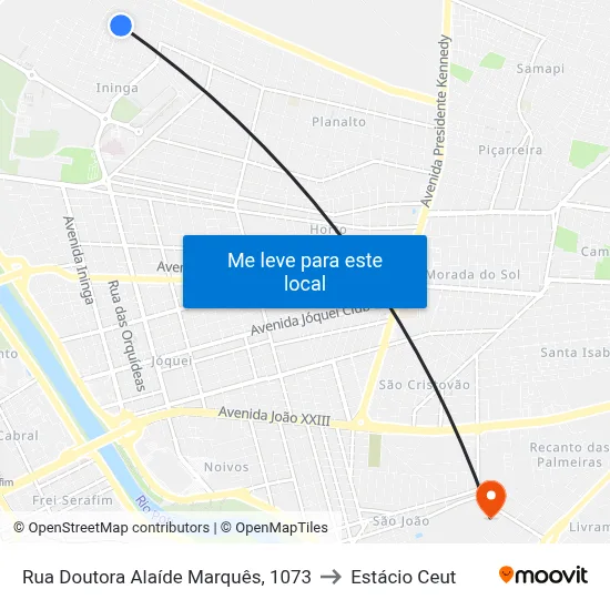 Rua Doutora Alaíde Marquês, 1073 to Estácio Ceut map