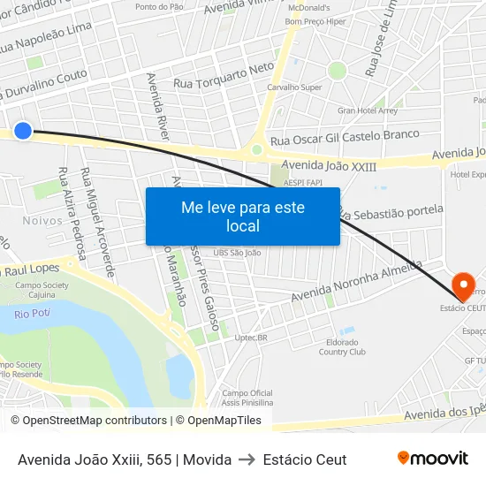Avenida João Xxiii, 565 | Movida to Estácio Ceut map