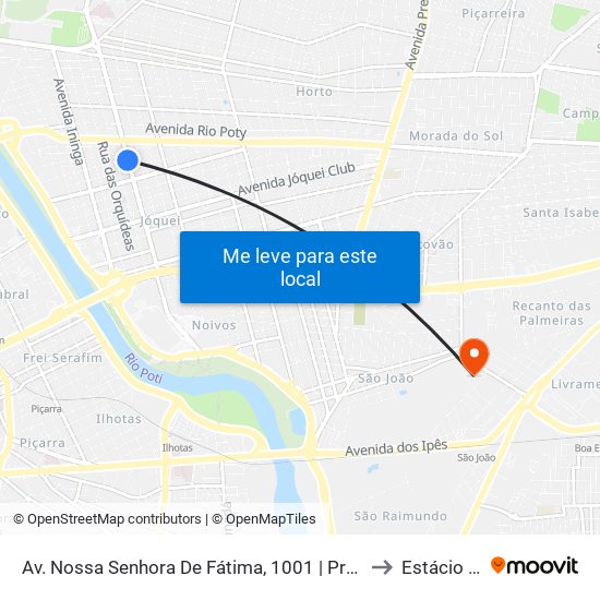 Av. Nossa Senhora De Fátima, 1001 | Praça De Fátima to Estácio Ceut map