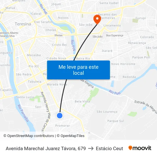 Avenida Marechal Juarez Távora, 679 to Estácio Ceut map