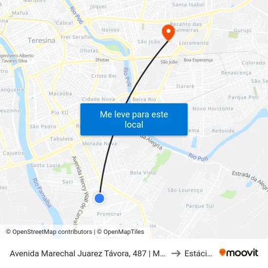 Avenida Marechal Juarez Távora, 487 | Mercado Do Parque Piauí to Estácio Ceut map