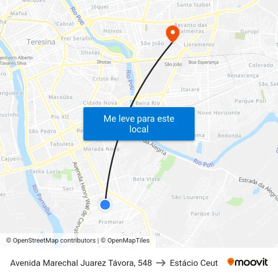 Avenida Marechal Juarez Távora, 548 to Estácio Ceut map