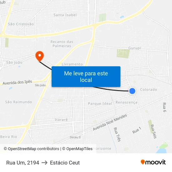 Rua Um, 2194 to Estácio Ceut map