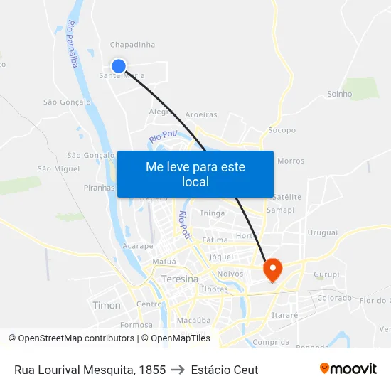 Rua Lourival Mesquita, 1855 to Estácio Ceut map