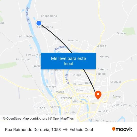 Rua Raimundo Dorotéia, 1058 to Estácio Ceut map