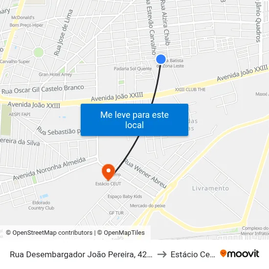 Rua Desembargador João Pereira, 4277 to Estácio Ceut map