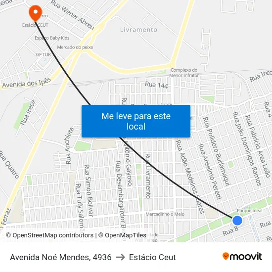 Avenida Noé Mendes, 4936 to Estácio Ceut map