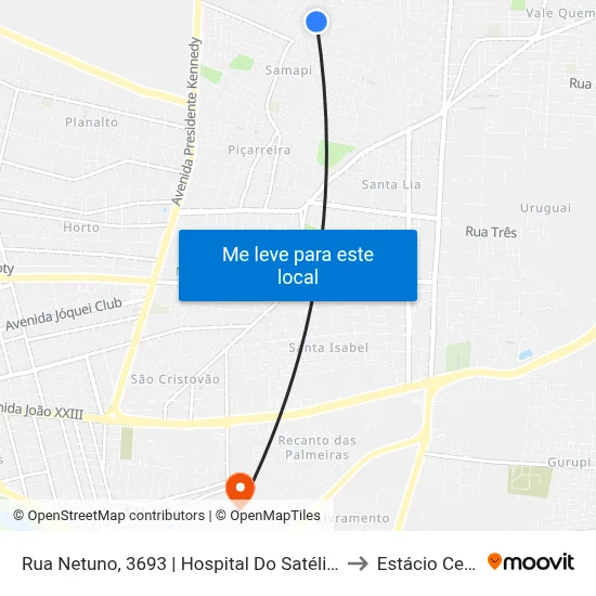 Rua Netuno, 3693 | Hospital Do Satélite to Estácio Ceut map