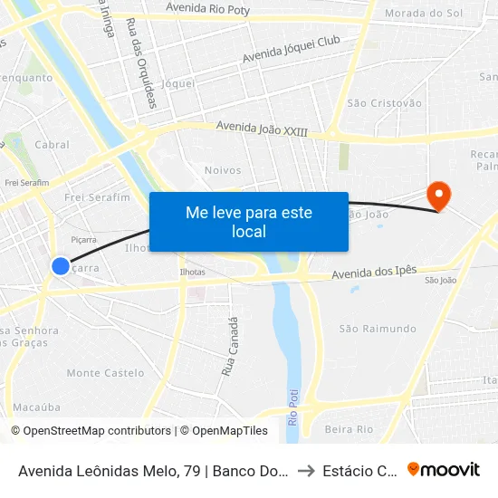 Avenida Leônidas Melo, 79 | Banco Do Brasil to Estácio Ceut map