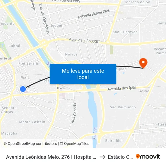 Avenida Leônidas Melo, 276 | Hospital Hti Sul to Estácio Ceut map