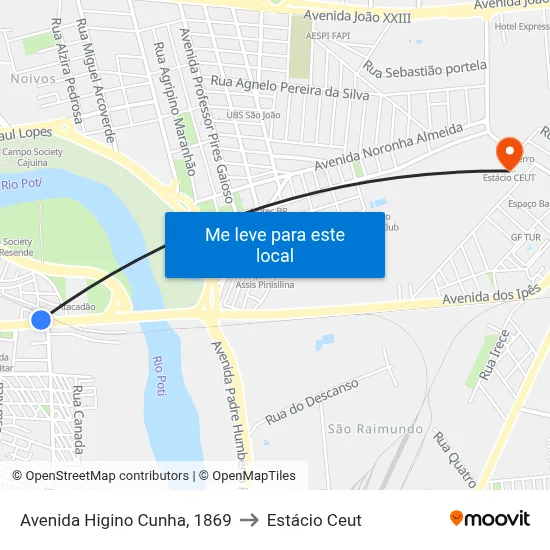 Avenida Higino Cunha, 1869 to Estácio Ceut map