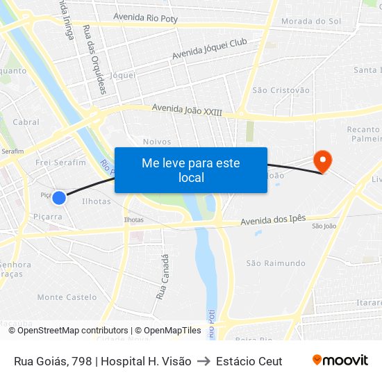 Rua Goiás, 798 | Hospital H. Visão to Estácio Ceut map