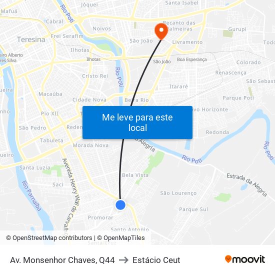 Av. Monsenhor Chaves, Q44 to Estácio Ceut map
