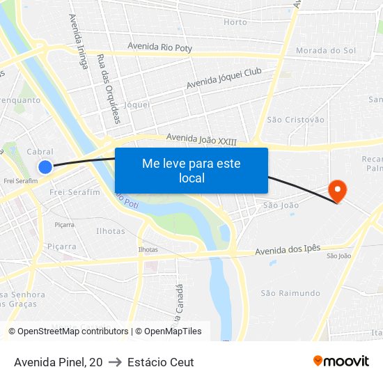 Avenida Pinel, 20 to Estácio Ceut map