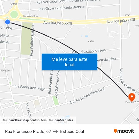 Rua Francisco Prado, 67 to Estácio Ceut map