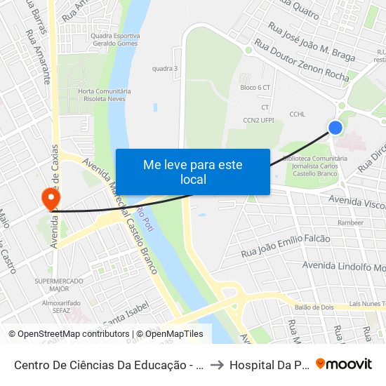 Centro De Ciências Da Educação - Cce 01| Acesso Hu to Hospital Da Primavera map