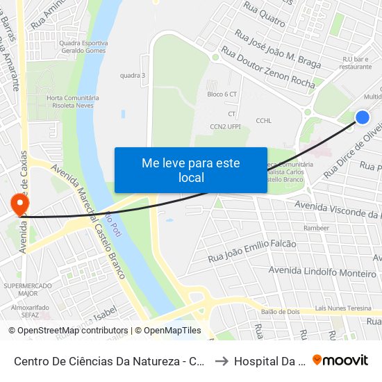 Centro De Ciências Da Natureza - Ccn 02 | Bloco De Química to Hospital Da Primavera map
