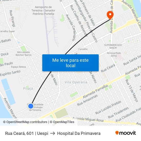 Rua Ceará, 601 | Uespi to Hospital Da Primavera map