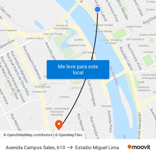 Avenida Campos Sales, 610 to Estádio Miguel Lima map