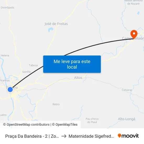Praça Da Bandeira - 2 | Zona Sudeste to Maternidade Sigefredo Pacheco map