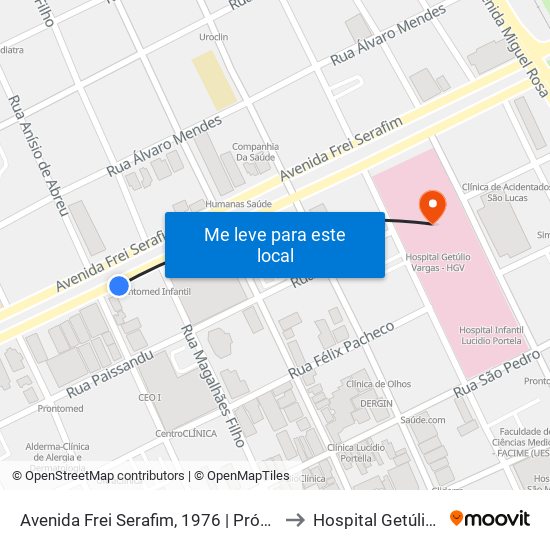 Avenida Frei Serafim, 1976 | Próximo Ao Prontomed Infantil to Hospital Getúlio Vargas - Hgv map