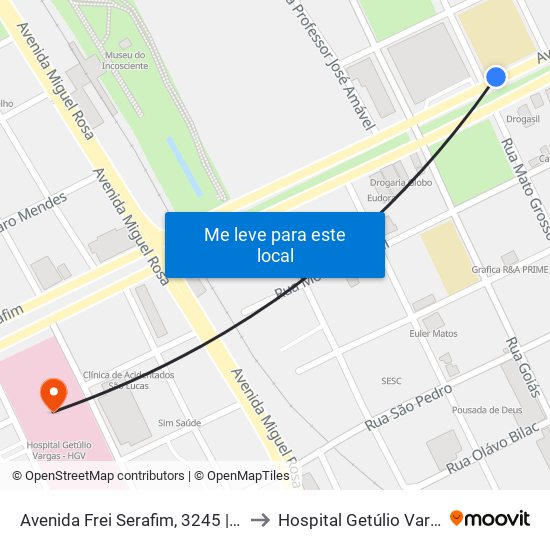 Avenida Frei Serafim, 3245 | Colégio Cev to Hospital Getúlio Vargas - Hgv map