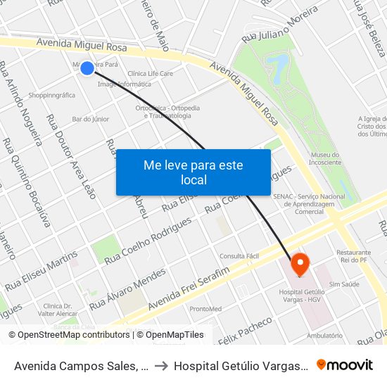 Avenida Campos Sales, 2070 to Hospital Getúlio Vargas - Hgv map