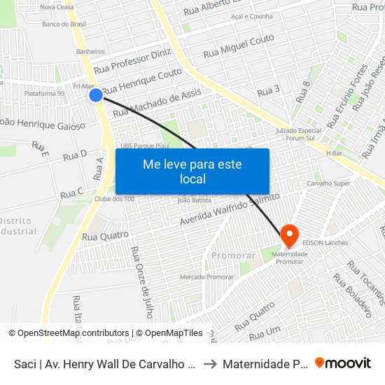 Saci | Av. Henry Wall De Carvalho - Sentido Bairro to Maternidade Promorar map