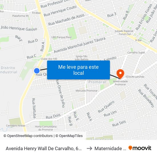 Avenida Henry Wall De Carvalho, 6721 | E.M. Parque Piauí to Maternidade Promorar map