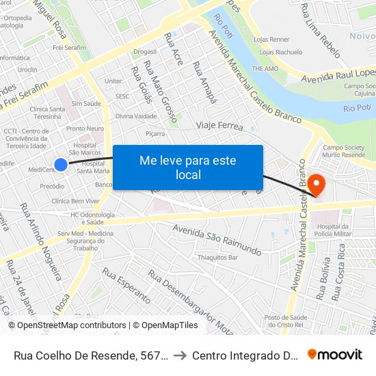 Rua Coelho De Resende, 567 | Modelo Lanches to Centro Integrado De Reabilitação map