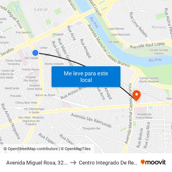 Avenida Miguel Rosa, 3200 | Cassi to Centro Integrado De Reabilitação map
