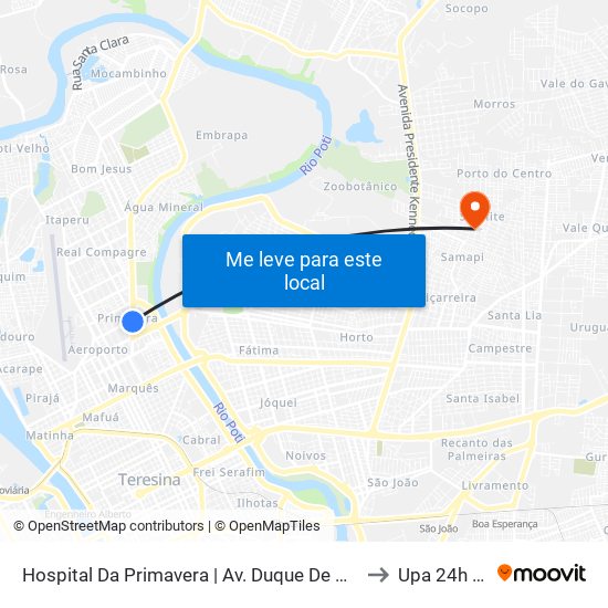 Hospital Da Primavera | Av. Duque De Caxias - Sentido Centro to Upa 24h Satélite map