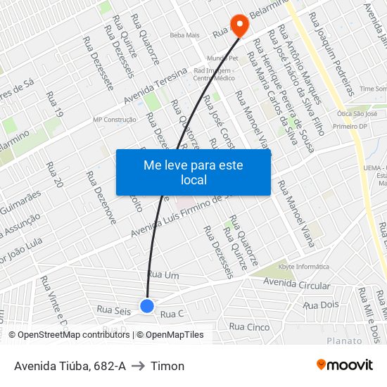 Avenida Tiúba, 682-A to Timon map