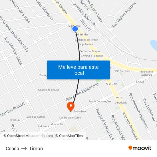 Ceasa to Timon map
