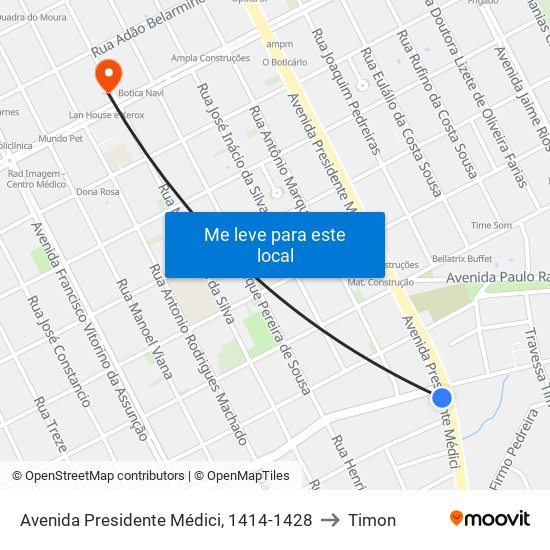 Avenida Presidente Médici, 1414-1428 to Timon map