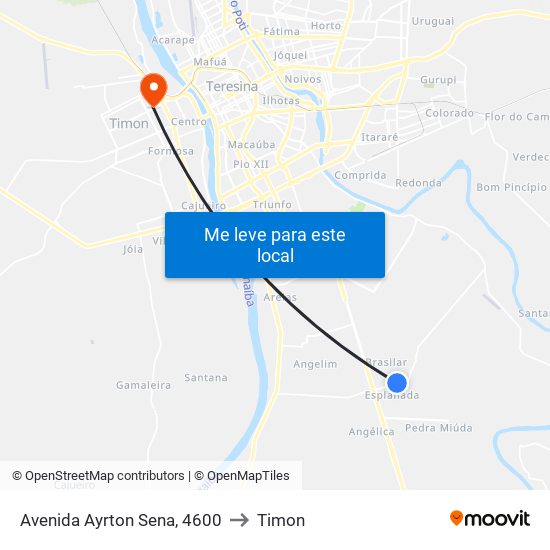 Avenida Ayrton Sena, 4600 to Timon map